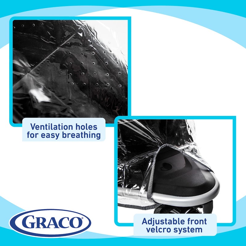 Graco Baby Jogging Stroller Universal Rain Cover  Ventilated Weather Shield  Waterproof  Windproof  Versatile Size to Fit Most Jogging Strollers  Vinyl  Clear  Plastic - Image 3